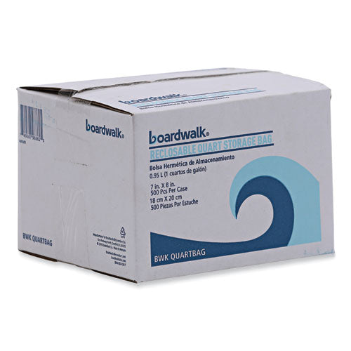 Image of Boardwalk® Reclosable Food Storage Bags, Quart, 7" x 8", Clear, 500/Box