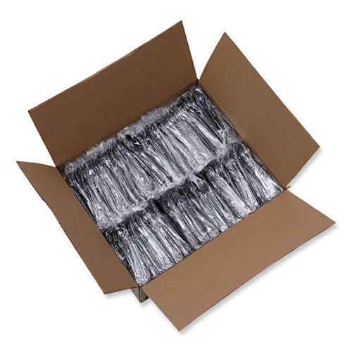 Image of Boardwalk® Heavyweight Wrapped Polystyrene Cutlery, Spoon, Plastic, Black, 1,000/Carton
