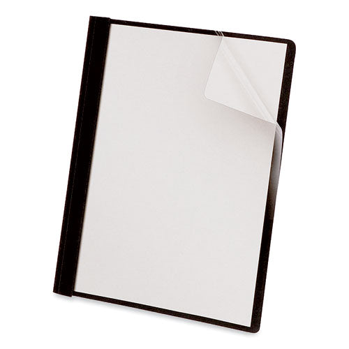 Image of Universal® Clear Front Report Cover With Fasteners, Three-Prong Fastener, 0.5" Capacity, 8.5 X 11, Clear/black, 25/box