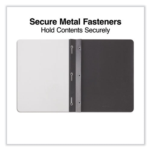 Image of Universal® Clear Front Report Cover With Fasteners, Three-Prong Fastener, 0.5" Capacity, 8.5 X 11, Clear/black, 25/box