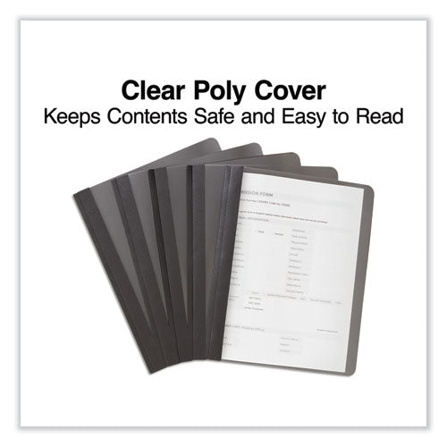 Image of Universal® Clear Front Report Cover, Prong Fastener, 0.5" Capacity, 8.5 X 11, Clear/black, 25/box