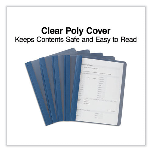 Image of Universal® Clear Front Report Cover, Prong Fastener, 0.5" Capacity, 8.5 X 11, Clear/dark Blue, 25/box