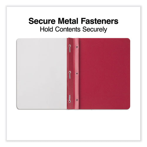 Image of Universal® Clear Front Report Cover, Prong Fastener, 0.5" Capacity, 8.5 X 11, Clear/red, 25/box