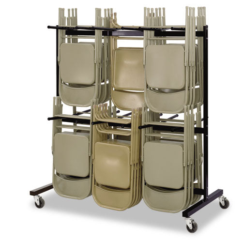 Image of Safco® Two-Tier Chair Cart, Two-Sided 12-Section Hang-Hook Format, Metal, 64.5" x 33.5" x 70.25", Black