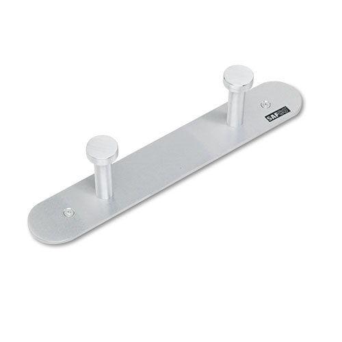 Image of Safco® Nail Head Wall Coat Rack, Two Hooks, Metal, 12w X 2.75d X 2h, Satin