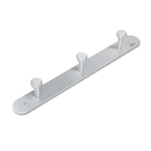 Image of Safco® Nail Head Wall Coat Rack, Three Hooks, Metal, 18w X 2.75d X 2h, Satin