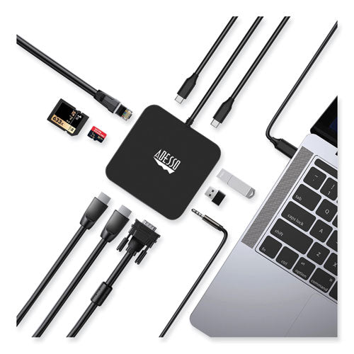 Image of Adesso 11-in-1 USB-C Multi-Port TAA Compliant Docking Station, Black