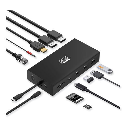 Image of Adesso 12-in-1 USB-C Multi-Port TAA Compliant Docking Station, Black