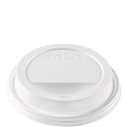 Image of SOLO® Solo Traveler Sip Through Lids for ThermoGuard Hot Cups, Fits 12 oz to 24 oz Hot Cups, Plastic, White, 1,200/Carton