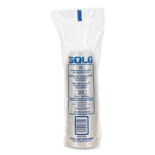 Image of SOLO® Sundae Cups, 5 oz, Plastic, Clear, 50/Bag, 20 Bags/Carton