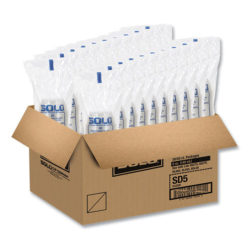 Image of SOLO® Sundae Cups, 5 oz, Plastic, Clear, 50/Bag, 20 Bags/Carton