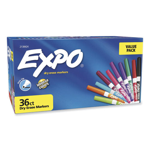 Image of EXPO® Low Odor Dry Erase Vibrant Color Markers, Fine Bullet Tip, Assorted Colors, 36/pack