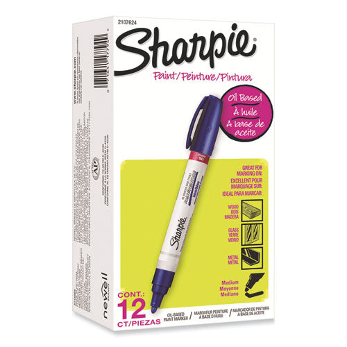Image of Sharpie® Permanent Paint Marker, Medium Bullet Tip, Blue, Dozen