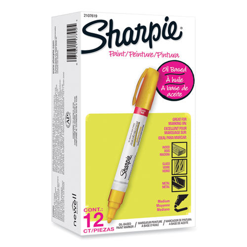 Image of Sharpie® Permanent Paint Marker, Medium Bullet Tip, Yellow, Dozen