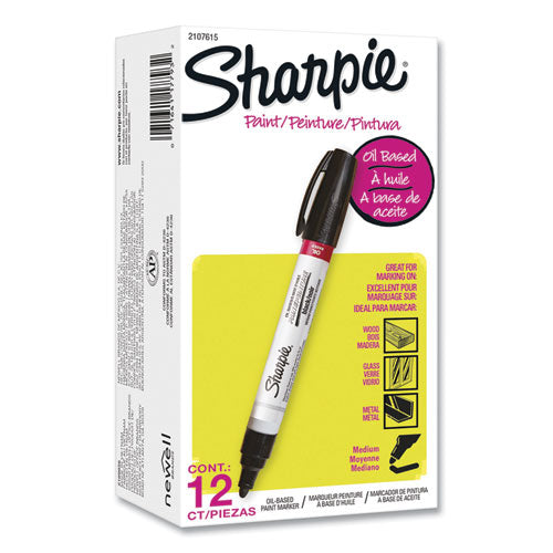 Image of Sharpie® Permanent Paint Marker, Medium Bullet Tip, Black, Dozen