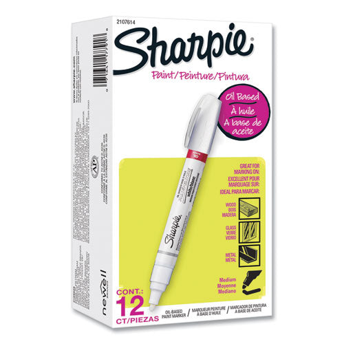Image of Sharpie® Permanent Paint Marker, Medium Bullet Tip, White, Dozen