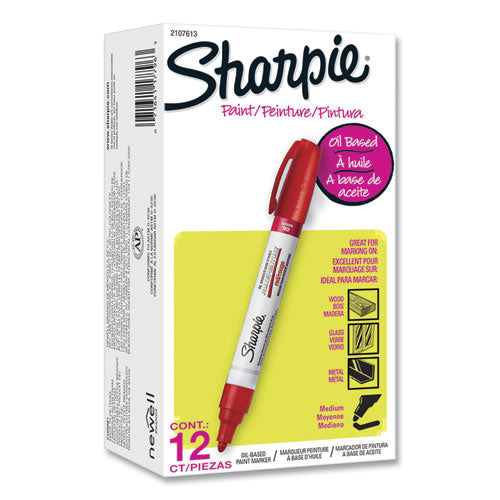 Image of Sharpie® Permanent Paint Marker, Medium Bullet Tip, Red, Dozen