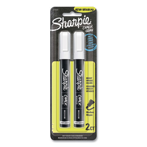 Image of Sharpie® Wet-Erase Chalk Marker, Medium Bullet Tip, White, 2/pack