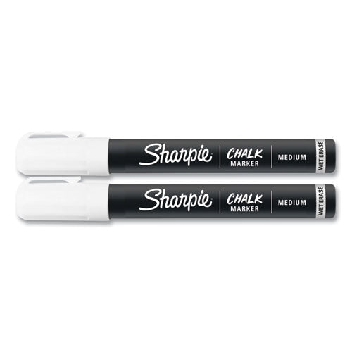 Image of Sharpie® Wet-Erase Chalk Marker, Medium Bullet Tip, White, 2/pack
