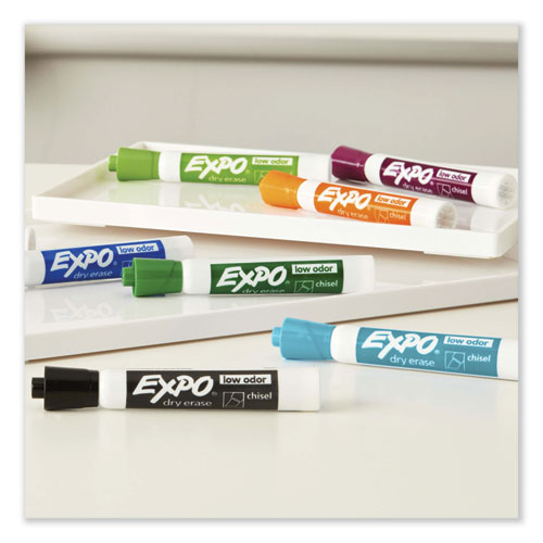 Image of EXPO® Low Odor Dry Erase Vibrant Color Markers, Broad Chisel Tip, Assorted Colors, 12/set
