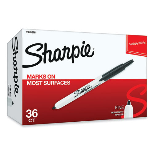 Image of Sharpie® Retractable Permanent Marker Value Pack, Fine Bullet Tip, Black, 36/pack