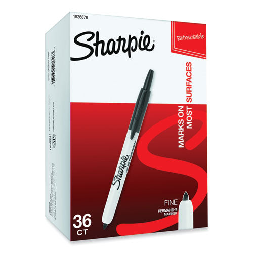 Image of Sharpie® Retractable Permanent Marker Value Pack, Fine Bullet Tip, Black, 36/pack