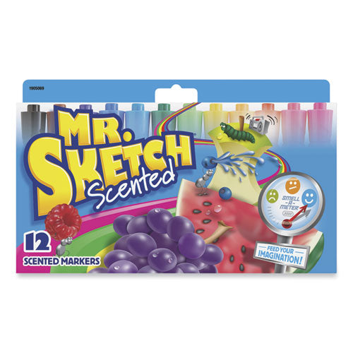 Image of Mr. Sketch® Scented Watercolor Marker, Broad Chisel Tip, Assorted Colors, 12/set