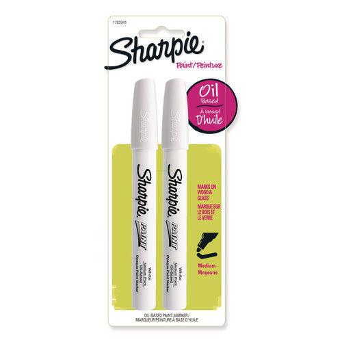 Image of Sharpie® Permanent Paint Marker, Medium Bullet Tip, White, 2/pack