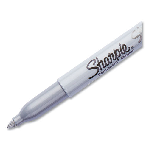 Image of Sharpie® Metallic Fine Point Permanent Markers, Fine Bullet Tip, Metallic Silver, Dozen