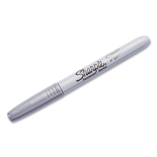 Image of Sharpie® Metallic Fine Point Permanent Markers, Fine Bullet Tip, Metallic Silver, Dozen