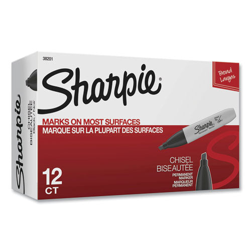 Image of Sharpie® Chisel Tip Permanent Marker, Medium Chisel Tip, Black, Dozen