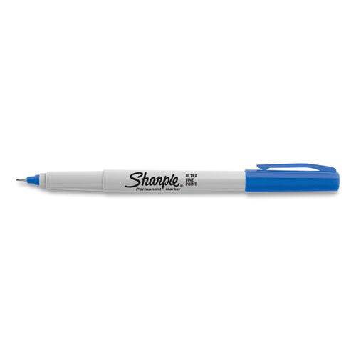 Image of Sharpie® Ultra Fine Tip Permanent Marker, Ultra-Fine Needle Tip, Blue, Dozen
