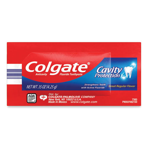 Image of Colgate® Cavity Protection Toothpaste, Regular Flavor, 0.15 Oz Sachet, 1,000/carton