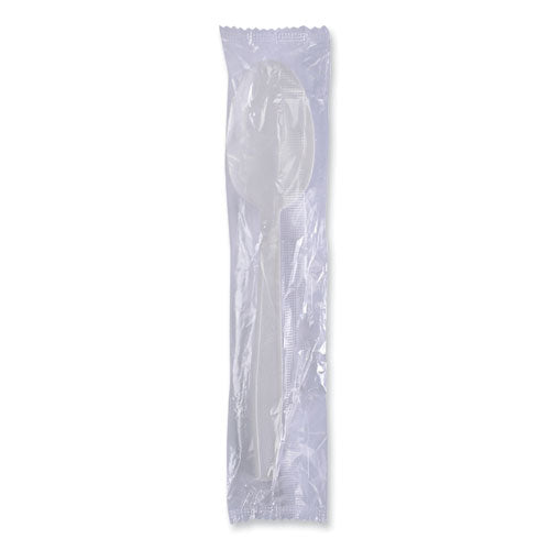 Image of Boardwalk® Heavyweight Wrapped Polypropylene Cutlery, Spoon, Plastic, White, 1,000/Carton