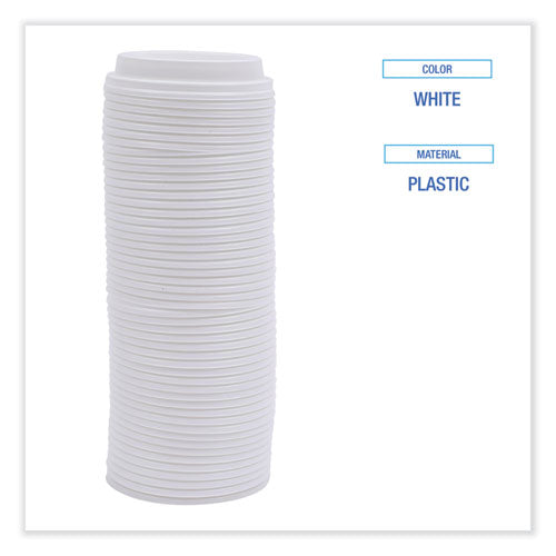 Image of Boardwalk® Deerfield Hot Cup Lids, Fits 10 oz to 20 oz Boardwalk Deerfield Hot Cups, Plastic, White, 50/Pack, 20 Packs/Carton