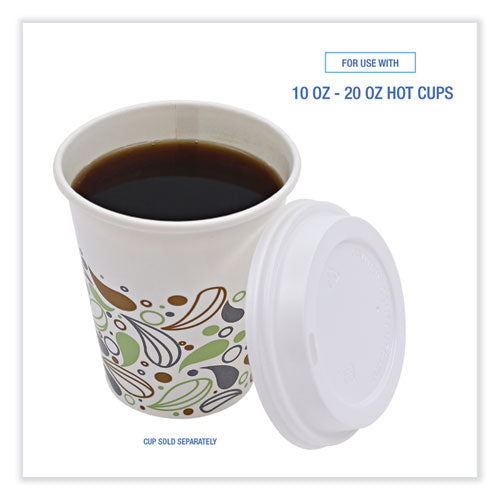 Image of Boardwalk® Deerfield Hot Cup Lids, Fits 10 oz to 20 oz Boardwalk Deerfield Hot Cups, Plastic, White, 50/Pack, 20 Packs/Carton