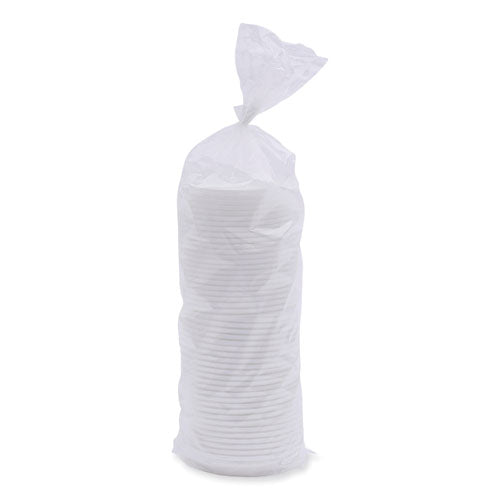 Image of Boardwalk® Deerfield Hot Cup Lids, Fits 10 oz to 20 oz Boardwalk Deerfield Hot Cups, Plastic, White, 50/Pack, 20 Packs/Carton