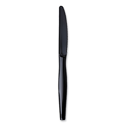 Image of Boardwalk® Heavyweight Wrapped Polystyrene Cutlery, Knife, Plastic, Black, 1,000/Carton