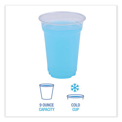 Image of Boardwalk® Clear Plastic Cold Cups, 9 oz, 50/Sleeve, 20 Sleeves/Carton
