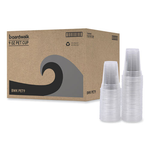 Image of Boardwalk® Clear Plastic Cold Cups, 9 oz, 50/Sleeve, 20 Sleeves/Carton