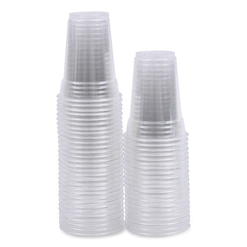 Image of Boardwalk® Clear Plastic Cold Cups, 9 oz, 50/Sleeve, 20 Sleeves/Carton