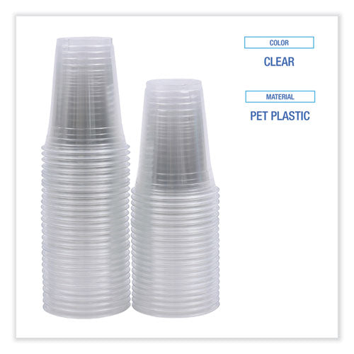 Image of Boardwalk® Clear Plastic Cold Cups, 16 oz, 50/Sleeve, 20 Sleeves/Carton