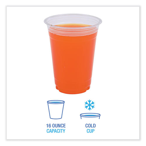 Image of Boardwalk® Clear Plastic Cold Cups, 16 oz, 50/Sleeve, 20 Sleeves/Carton