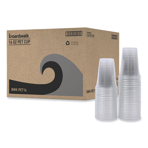 Image of Boardwalk® Clear Plastic Cold Cups, 16 oz, 50/Sleeve, 20 Sleeves/Carton