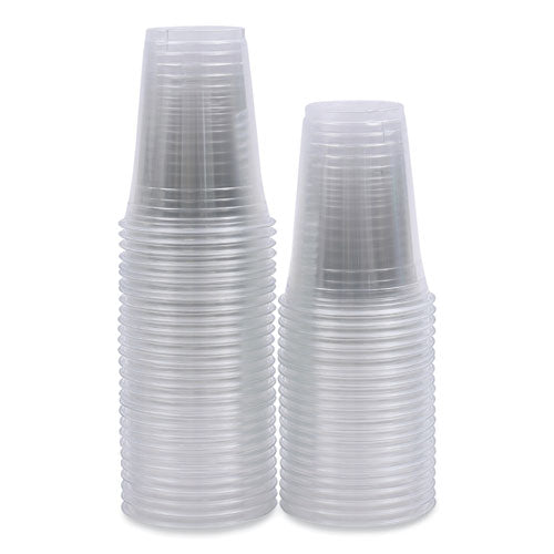 Image of Boardwalk® Clear Plastic Cold Cups, 16 oz, 50/Sleeve, 20 Sleeves/Carton