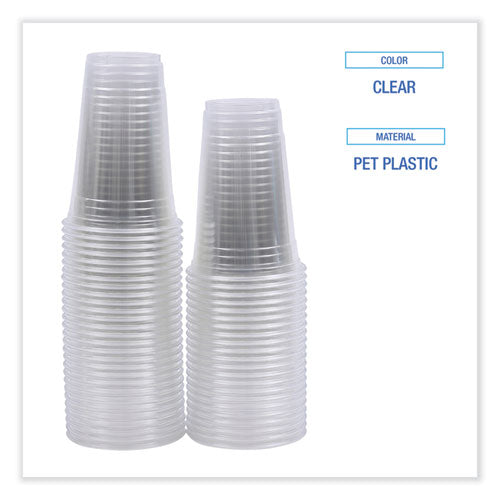 Image of Boardwalk® Clear Plastic Cold Cups, 20 oz, 50/Sleeve, 20 Sleeves/Carton