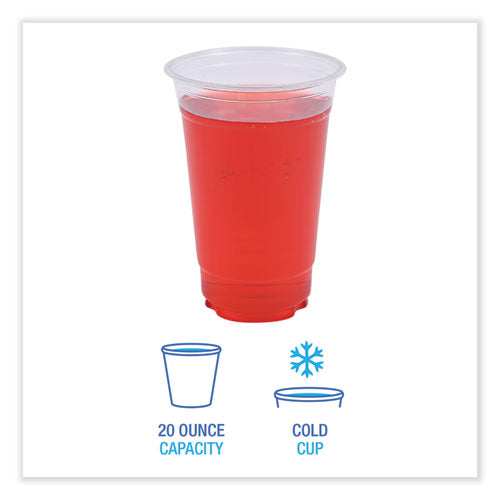 Image of Boardwalk® Clear Plastic Cold Cups, 20 oz, 50/Sleeve, 20 Sleeves/Carton