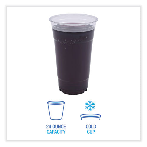 Image of Boardwalk® Clear Plastic Cold Cups, 24 oz, 50/Sleeve, 12 Sleeves/Carton