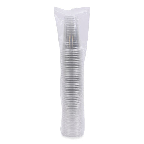 Image of Boardwalk® Clear Plastic Cold Cups, 24 oz, 50/Sleeve, 12 Sleeves/Carton
