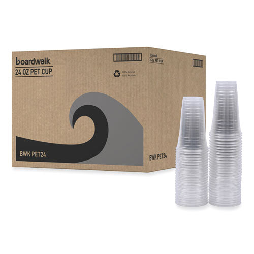Image of Boardwalk® Clear Plastic Cold Cups, 24 oz, 50/Sleeve, 12 Sleeves/Carton